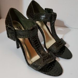 Anne Marie Snakeskin T-Strap Sandal Heels